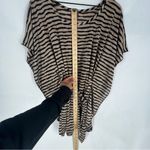 Elif Jordan Taylor Semi Sheer Tan & Black Striped Belted Batwing Tunic Coverup Photo 8