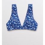 Aerie Women Blue Swimsuit Top Size M Floral Bikini Retro Boho Beach Vacation Photo 1