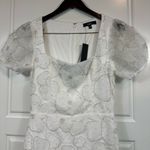 Lulus Tarabya Classic White 3D Floral Beaded Mini Dress Size Medium NWT Photo 2