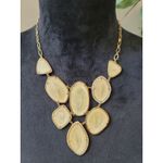 Women's Statement Gold Necklaces With Cream Gemstones And Lobster Claw Lock Yellow Photo 1