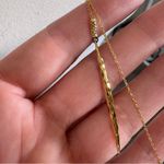 Minimalist Liquid Gold Tone Necklace Extra Long Lariat Dressy Formal Costume Photo 6