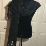Knit gray very long scarf with feathers Gray Photo 4