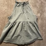 Sonoma  Tank Top Womens Medium Sage Green Halter Knit Shirt Tiered Tie Back Photo 2