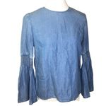 Beach lunch lounge chambray pullover bell sleeve top blouse Photo 4