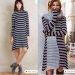 Maeve Anthropologie  navy Striped Turtleneck Long Sleeve‎  Dress XS Small Photo 1