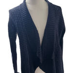Loft Navy Cotton Cardigan Small Open Knit Shawl Collar Lightweight Fall Sweater Photo 0