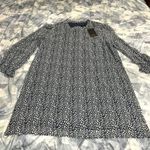 NWT Kojooin Ruffle Mock Neck Long Sleeve Floral Pleated Flowy Mini Dress Sz XXL Blue Photo 5