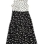 ZARA Dress Black White Ivory Contrast Polka Dots Sleeveless Pleated Midi Small Photo 7