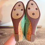 Etienne Aigner  Digit Wedges Shoes Bow Detail Fabric Green Women’s Size 8 Cork 2” Photo 8