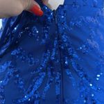 Blue Sequin Dress short woman size 4 wedding party nightclub homecoming Photo 7