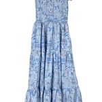 8 Oak Lane Maxi Dress Womens M Blue 100% Cotton Smocked Tiered Boho Cottagecore Size M Photo 2
