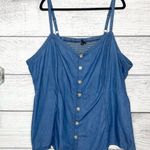 Torrid Blue Chambray Button Front Fit & Flare Cami Size 3X Cotton Denim Tank Top Photo 1