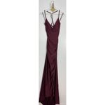 La Femme  Strappy Back Tie Trimpet Gown in Dark Berry Size US 8 Photo 2