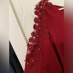 blouses for women color red size L 3/4 sleeve round neck with lace Size L Photo 2