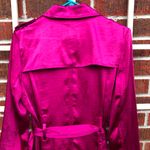 INC Raspberry pink trench satin coat Medium Photo 12