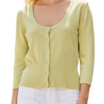 Anthropologie TULLE Gorgeous Mint Green Sequin Beaded Cardigan EUC Size Medium Photo 0