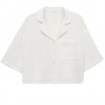 Mango Uniqlo 100% Gauze Cotton Short Sleeved Cotton Shirt Off White NWT Size 12/XXL Photo 3