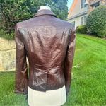 Calvin Klein Brown Leather Button Front Jacket Blazer Photo 8