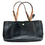 Coach Vintage 00s Y2K  Black Pebbled Leather Chelsea Handbag Brown Straps Purse Photo 13