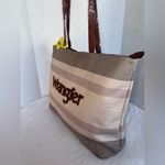 Wrangler New  Striped Canvas Nuetral Brown Cream Large Western Womens Tote Bag Photo 4