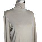 Max Mara Jersey Knit Turtleneck Top Womens XL Taupe Long Sleeve Photo 3