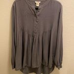 Sundance  Grey Mystic Falls Pleated Button Front Blouse Size L Photo 0