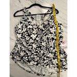 Lands' End Lands’ End Tankini Top 16W Black White Floral Ruched Side Swim Top Plus Photo 3