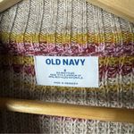 Old Navy  Beige Red Stripe Mock Neck Cropped Crewneck Sweater S Photo 4