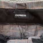 EXPRESS Gray Burgundy Plaid Ankle High Rise Tie Belt Dress Pants Sz 8 Photo 2