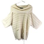 United States Sweaters Medium Ivory Cream Metallic Open Knit, Cowl Neck Sweater Photo 0