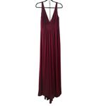 La Femme Dark Berry Evening Gown V Neck Wide Waistband Long Gala Holiday Photo 4