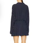Norma Kamali Super Oversized Shirt Flared Mini Dress in True Navy Pinstripe
 Photo 2