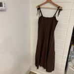 ZARA  brown linen blend strappy midi dress Photo 4