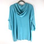 Martha Stewart Womens Knit Hoodie 3/4 Sleeve Full Zip Pockets Oversized Blue S Photo 1