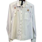 ASMAR Equestrian Star Western Show Shirt Size 2XL White Pearl Snap Western Photo 0