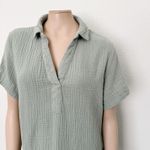 Three Dots [] Sage Green Cotton Gauze Waffle Oversized Shift Dress Size Large L Photo 9