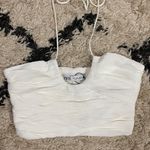 ZARA White Draped Halter Crop Top Photo 3