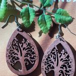 Wooden Willow Tree Tear Drop Earrings Brown Photo 8