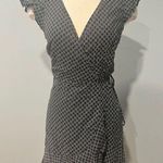 Abercrombie & Fitch  Black & White Printed Short Sleeve Flutter Ruffle Wrap Dress Photo 0