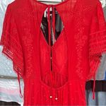 Free People Half Moon Bay Playsuit, burned orange, Cotton, swiss dot, eyelet, M Photo 2