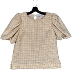 English Factory Tweed Puff Sleeve Top Cream Beige XS | Cottagecore Chic Photo 1