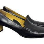 Sesto Meucci Black Penny Loafers Block Heel Shoes Size 10 Leather Square Toe Photo 0