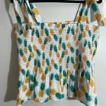 J.Crew Pineapple Smocked Tie-Shoulder Tank Top Medium Photo 6