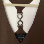 David Meister Metal Silk Blend Brown Knit Halter V-Neck Top Sz L Photo 3