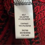 Cato Women’s Red & Black Sheer Striped Top Blouse Holiday Scoop Neck Lace Detail Photo 4
