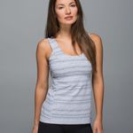 Lululemon  Scoop Back Tank Cyber Stripe White Silver Fox Photo 2