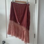 Free People  Rose Lacey Midi Skirt Canyon Arroyo Pink Boho Lace Size 10 Photo 8