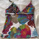 Trina Turk Vintage  top Stunning Multicolor strap blouse flowing Tankini Sz 6 Photo 1