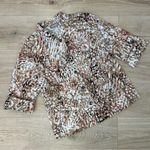 Chico's Chico’s Tan Peach Animal Print Snap Front 3/4 Sleeve Shirt Jacket Photo 0