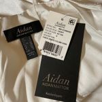 Aidan Mattox White Satin Evening Gown Size 6 Sleeveless V-Neck Thigh Slit Dress Photo 8